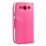 Wholesale Galaxy S3 /i9300 Simple Flip Leather Wallet Case with Stand  (Pink)
